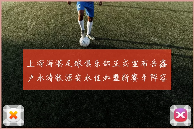 上海海港足球俱乐部正式宣布岳鑫卢永涛张源安永佳加盟新赛季阵容更新